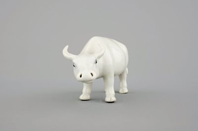 A Chinese blanc de Chine model of a water buffalo, 19th C.