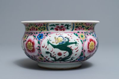 A Chinese famille rose 'dragon' censer, Yongzheng