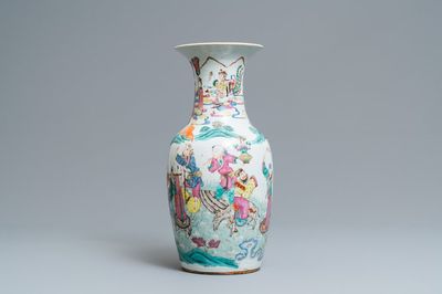 A Chinese famille rose 'immortals' vase, 19th C.