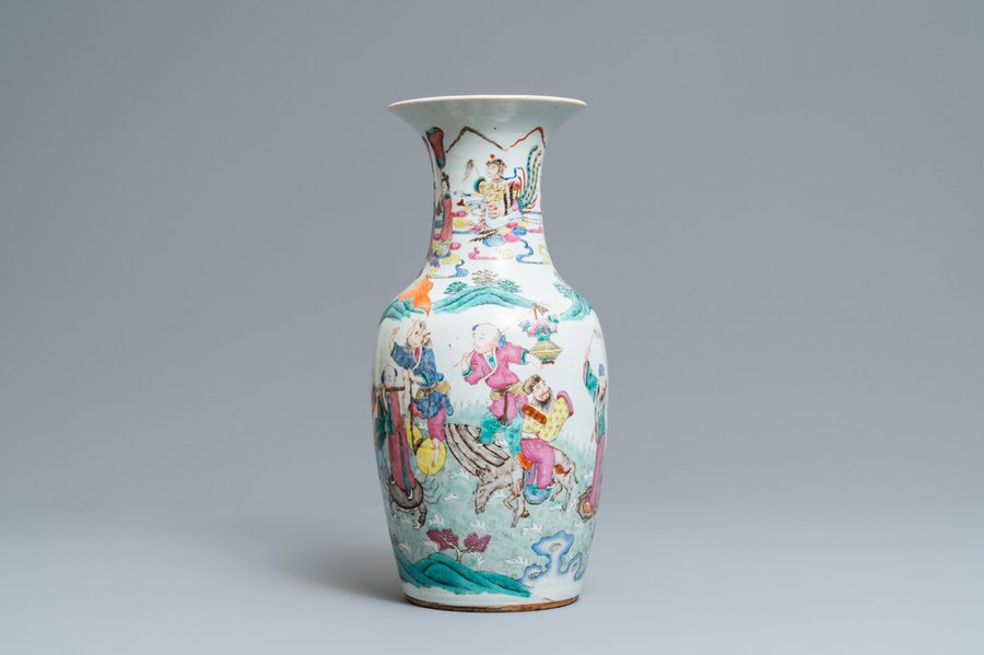 A Chinese famille rose 'immortals' vase, 19th C.