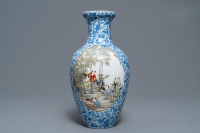 A Chinese famille rose vase, Qianlong mark, Republic, 20th C.