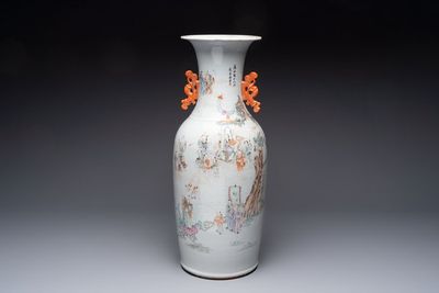 A Chinese qianjiang cai 'Taoist' vase, signed Wang Xingli 汪興黎, 19/20th C.