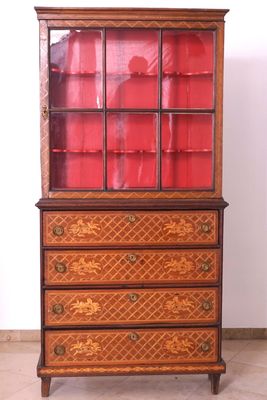 A Dutch inlaid marquetterie display cabinet, 19th C.
