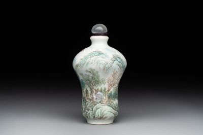 A fine Chinese famille rose 'landscape and poem' snuff bottle, Daoguang mark and of the period