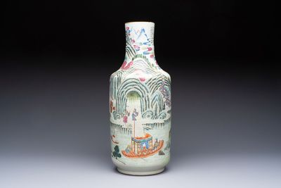 A fine Chinese famille rose 'Ode to the Red Cliff' vase, Hongwu mark, Daoguang
