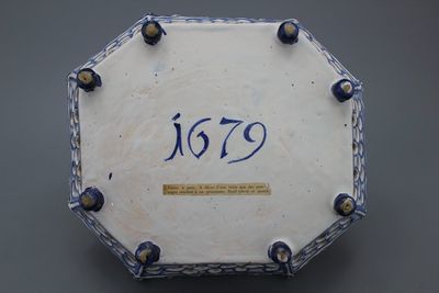 A Frankfurt Delftware ajour basket with a prison scene, dated 1679