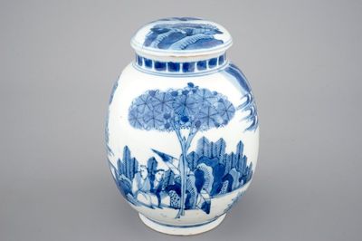 A Japanese blue and white jar and cover, late 17th C.