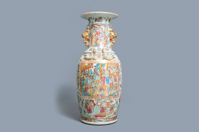 A large Chinese Canton famille rose vase, 19th C.