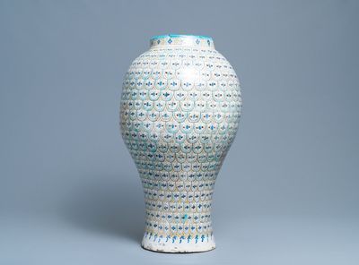 A large polychrome pottery vase, Morocco or Tunesia, ca. 1900