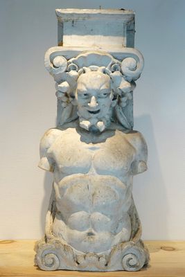 A plaster cast of an atlas or telamon, 19/20th C., Bruges