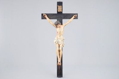 A tall polychrome wood Corpus Christ, Southern Europe, 18th C.