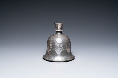 An Indian silver-inlaid bidri huqqa base, 1st half 19th C.