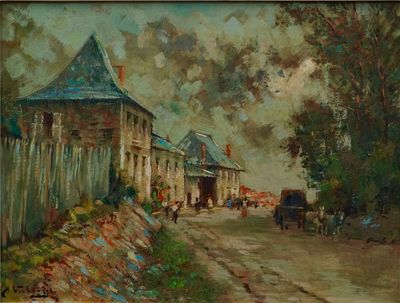 Charles Verbrugghe (1877-1974), A riviera in Lugano, oil on board