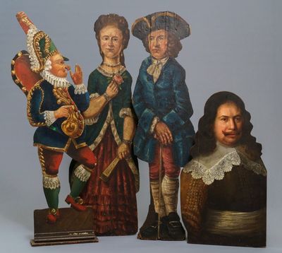 Four Dutch polychrome painted wood dummy boards, 18th C.