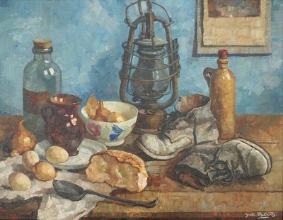 Guillaume Michiels (1909-1997), Still life with a marine lantern, oil on canvas