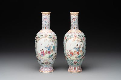 R1A pair of Chinese famille rose 'boys' vases, Qianlong mark, Republic
