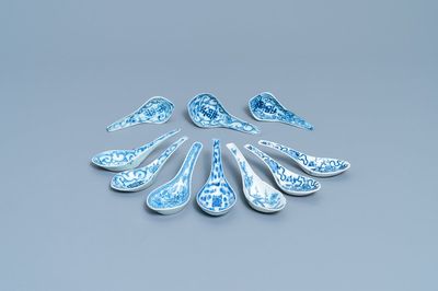 Ten Chinese blue and white spoons, 19/20th C.