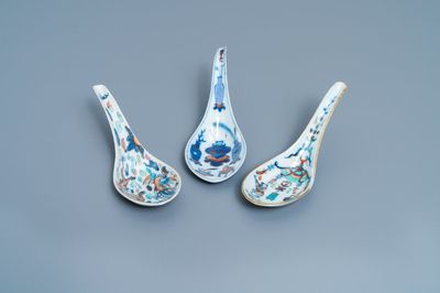 Three Chinese doucai spoons, 19th C.