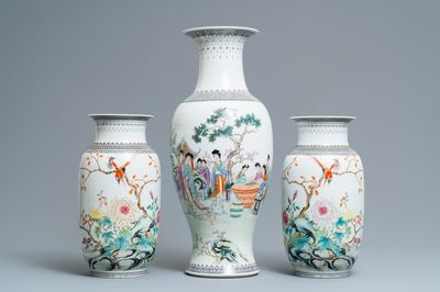 Three Chinese famille rose vases, Republic