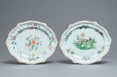 Two Chinese famille rose Hoechst-style meat dishes, Qianlong