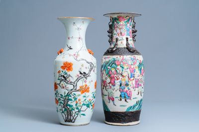 Two Chinese famille rose vases, 19/20th C.