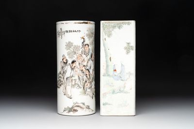 Two Chinese qianjiang cai hat stands, Xin Yuan Xuan Zao 鑫源軒造 mark, dated 1923 and Tongzhi mark, dated 1888