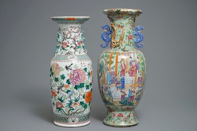 Two tall Chinese famille rose vases, 19th C.