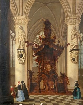 Victor-Jules Génisson (1805-1860), A church interior, oil on canvas