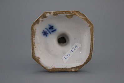 A Dutch Delft blue and white salt, 18th C.