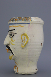 An Italian Caltagirone drug jar in the shape of a Chinese man's head, Sicily, 18th C.
