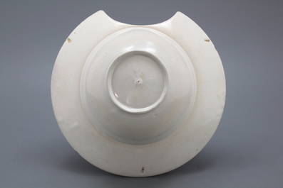 A monochrome white Dutch Delft barber's bowl, 18th C.