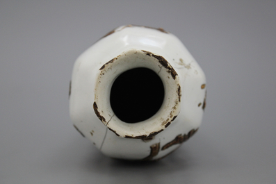 A German relief-decorated Ansbach or Berlin vase, 18th C.