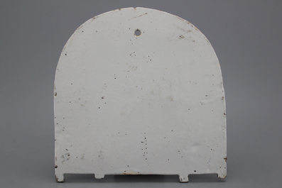 Plaque trompe l'oeil en forme de cage d'oiseau en fa&iuml;ence de Delft, polychrome, 18e