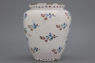 A rare Brussels faience baluster vase &quot;floral hedge&quot; vase, 18th C.