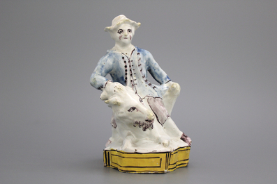 A Brussels faience group with a buckrider, 18th C.