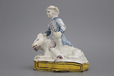 A Brussels faience group with a buckrider, 18th C.
