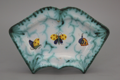 A Brussels faience butterfly-shaped condiment plate, 18th C.