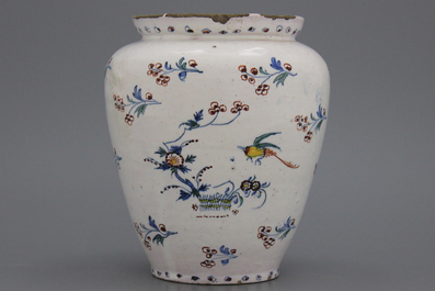 A rare Brussels faience baluster vase &quot;floral hedge&quot; vase, 18th C.