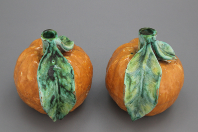 A pair of Brussels or Delft faience models of oranges, 18th C.