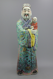 A set of 3 Chinese porcelain figures of immortals, 19th C.