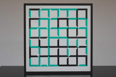 Alan Green: Solid State, dated 69, abstracte zeefdruk