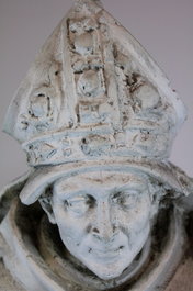 A large plaster cast of a saint, workshop De Wispelaere, Bruges, 1st half 20th C.