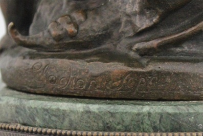 Bronzen groepje met de jonge Bacchus, sign. Clodion, 19e