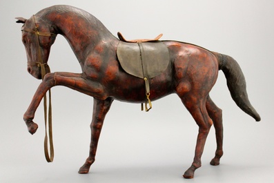 A large leather model of a horse, 1st half 20th C.
