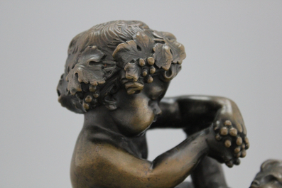 Bronzen groepje met de jonge Bacchus, sign. Clodion, 19e