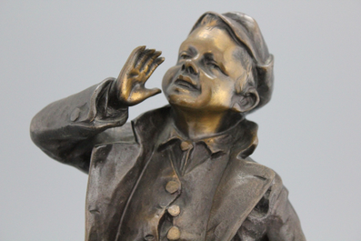 Figure d'un jeune homme en bronze, sign. Louis Oury