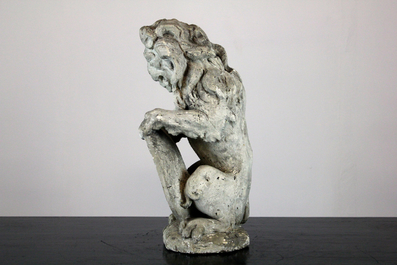 A plaster cast of a standing lion, workshop De Wispelaere, Bruges, 1st half 20th C.