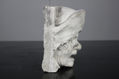 A plaster cast of a peasant's head, workshop De Wispelaere, Bruges, 1st half 20th C.