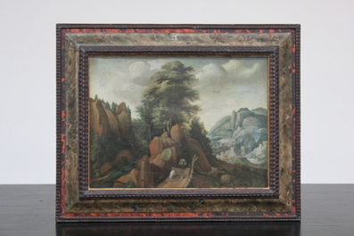 Antwerp School, early 17th C., &quot;Travellers in a landscape&quot;, oil on canvas