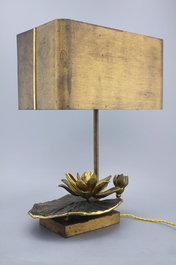 Een &quot;Waterlelie&quot; lamp in brons, Maison Charles Parijs, ca. 1970